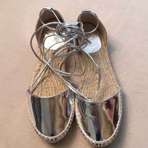 Frances Valentine NWOT Silver Metallic Espadrilles